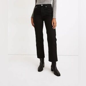 Madewell Jeans Slim Wide Leg Crop Lunar Black High Waist